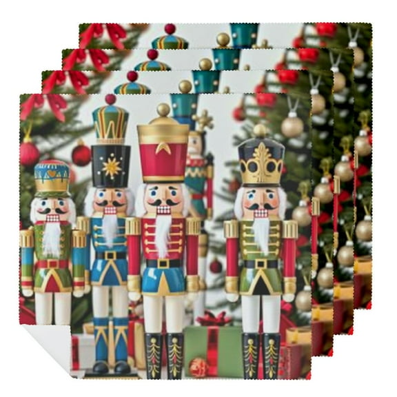 PHYHOO Table Napkins Cloth Soft Christmas Tree White Washable and Reusable Dinner Napkins for Kitchen Weddings Parties 2 PCS