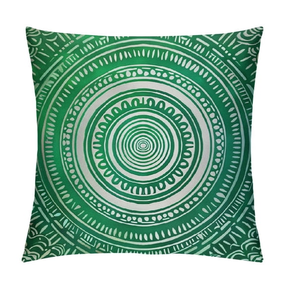 PHYHOO Teal and Lime Throw Pillow Cushion Cover, Ombre Mandala Pattern with Flower and Petals Style Art, Decorative Square Accent Pillow Case, Teal Lime White