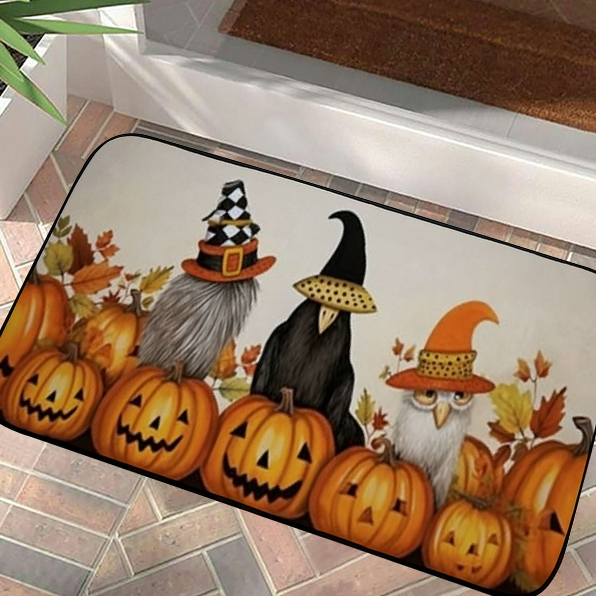 PHYHOO Thanksgiving Harvest Pumpkins Gnome Welcome Mat Front Door Mat,Absorbent Indoor Door Mats,Durable Rubber Backing Floor Doormat for Entryway,Patio,Porch,Fall Maple Leaf