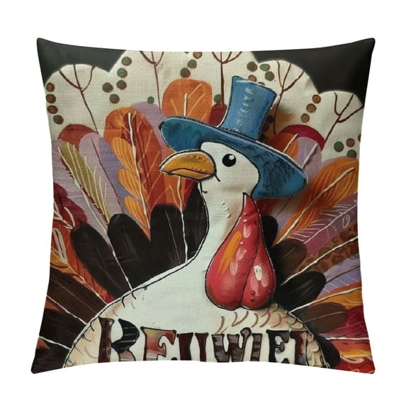 PHYHOO Thanksgiving Turkey Pumpkin Throw Pillow Covers, Cushion Case for Sofa Couch