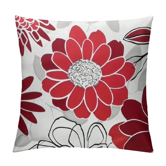 PHYHOO  Throw Pillow Cases Cozy Fleece Blooming Dahlia Floral Flowers Decorative Cushion Covers for Couch Bed Sofa Farmhouse Decoration Burgundy Grey