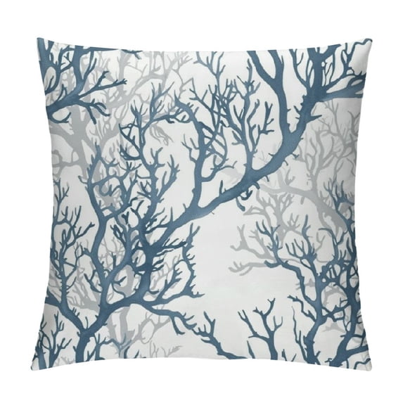 PHYHOO  Throw Pillow Cases Cozy Fleece Three-Tone Sea Coral Tree Decorative Cushion Covers for Couch Bed Sofa Farmhouse Decoration Sea Blue Grey