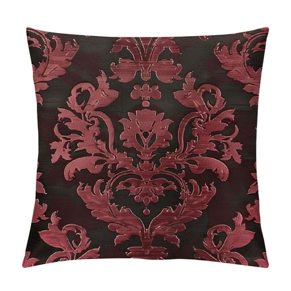 PHYHOO Throw Pillow Covers Cases for Couch Sofa Home Decoration Vintage Floral Shining & Dull Contrast Burgundy