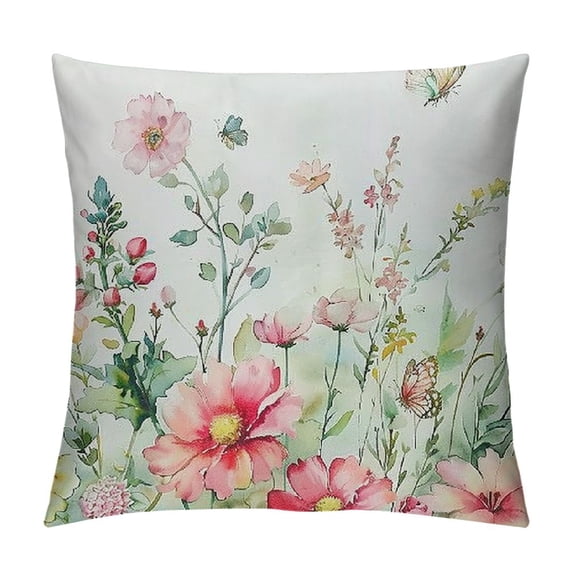 PHYHOO Throw Pillow Covers Garden Flower Butterfly Decorative Pillows for Couch Sofa Garden Patio Decor