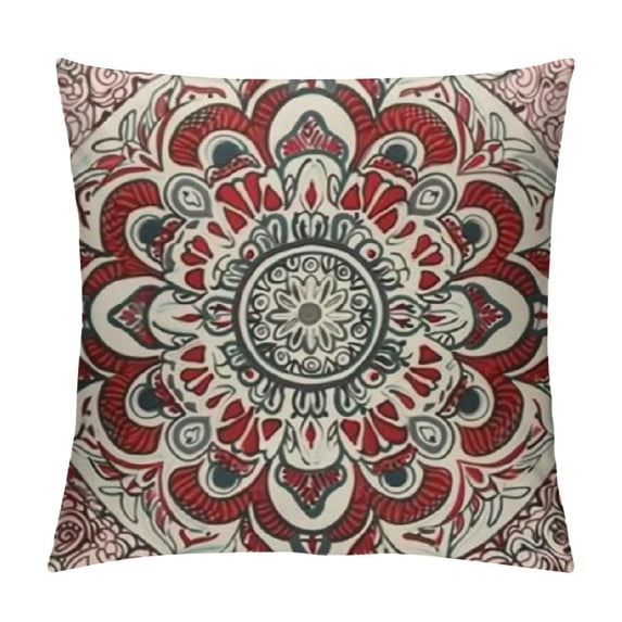 PHYHOO Throw Pillow Covers Home Decor Red Mandala Flower Bohemian Pillow Cases Decorative Outdoor Cushion Couch Sofa Pillowcases