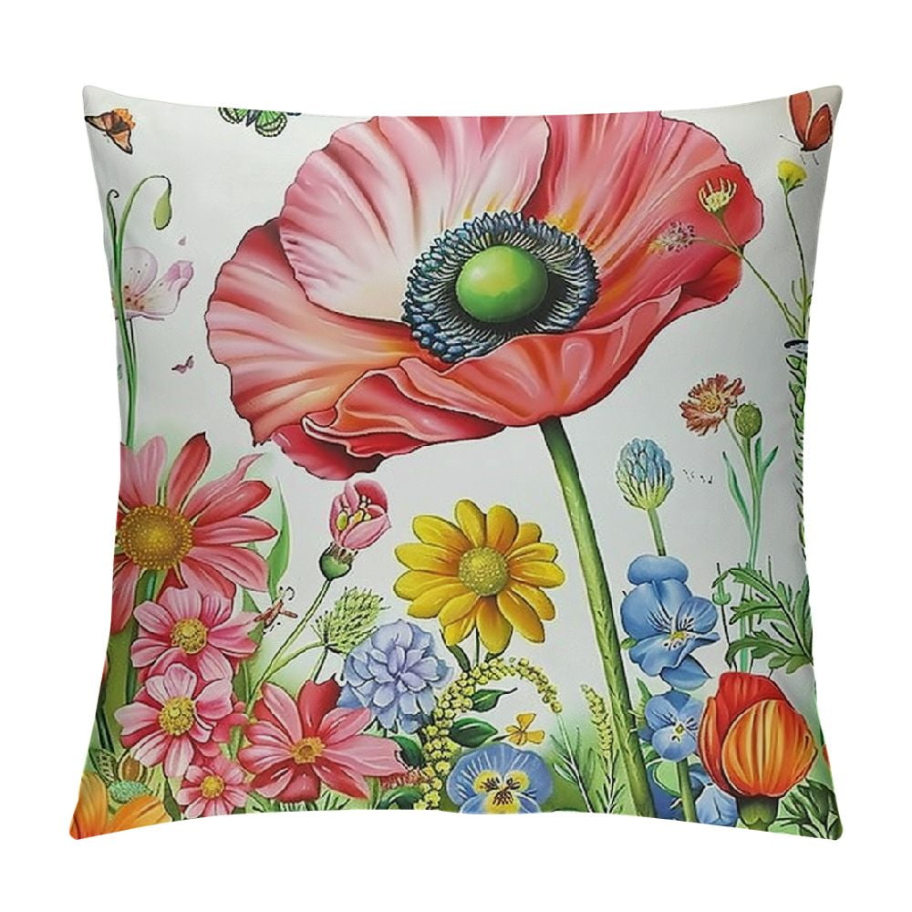 PHYHOO Throw Pillow Covers Sunflower Floral Decorative Pillows Soft ...