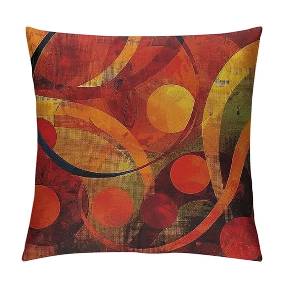PHYHOO Throw Pillow Cushion Case , Abstract Warm Geometric Pattern Circular Details Grunge Effect, Modern Accent Double-Sided Digital Printing, Burgundy Rust and White