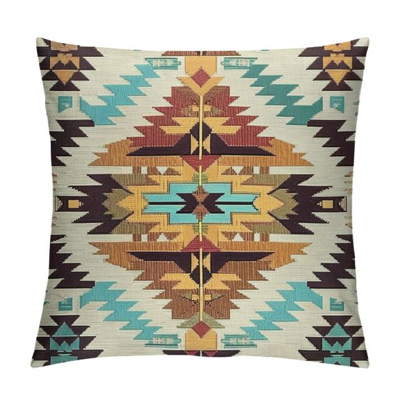 PHYHOO  Throw Pillow Cushion Cover, Ethnic Illustration of a Zigzags Design Triangular Iconic Artwork Motifs, Decorative Square Accent Pillow Case, Pale Yellow White