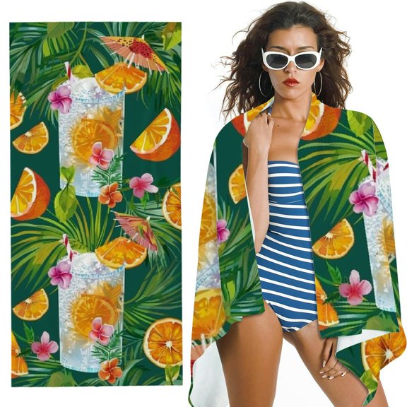 PHYHOO Tropical Coco Fruit Printed Microfiber Sand Free Pool Towel Lightweight Oversized Quick Dry Absorbent Compact Travel Must Have for The Swimming, Yoga, Camping, Summer Cruise Shi 30x60in