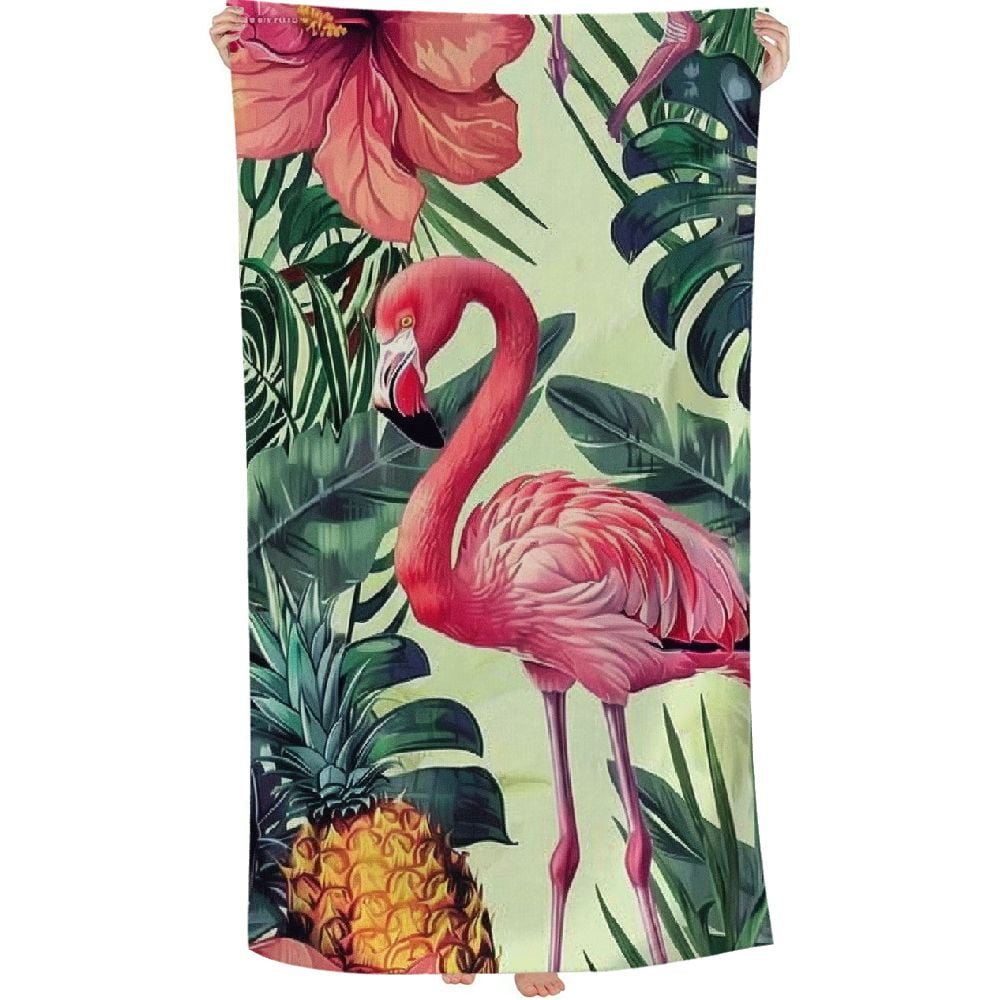 Queenshin Oversized Pink Flamingo Hooded Beach Towels
