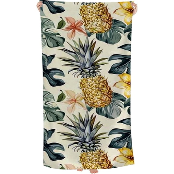 PHYHOO , Tropical Yellow Lily Pineapple Printed Pool Towel Oversized Travel Must Have for The Swimming Summer Ess 30x60in