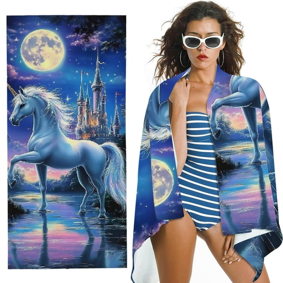 PHYHOO Unicorn Beach Towel for Adults, Kids, Women, Girls, Men, Unicorn Bath Towel Print Pool Towel Soft Plush Unicorn Towel Plush Throw Towel for Unicorn Lovers 30x60in