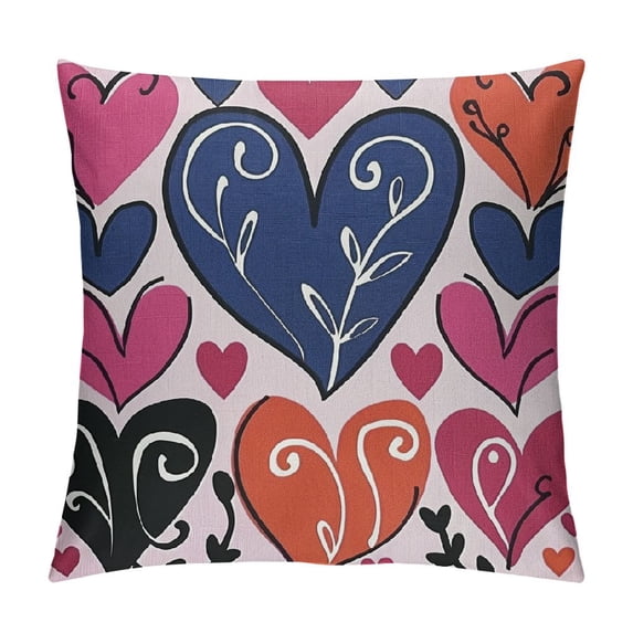PHYHOO Valentine Hearts Pink Throw Pillow Covers, Love Wedding Cushion Case Decoration for Sofa Couch