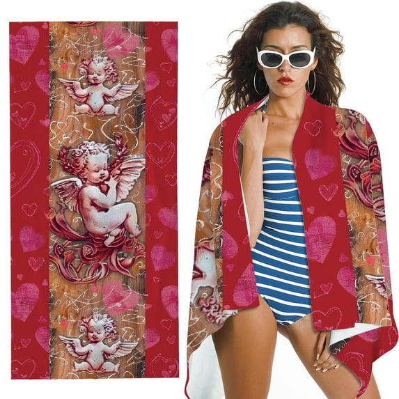 PHYHOO Valentine's Day Love Microfiber Sand Free Beach Towel Oversized Quick Dry Absorbent for Pool Swimming Bathroom Beach Towel 30x60in