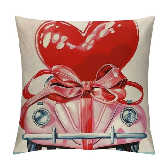 PHYHOO Valentine's Day Red Throw Pillow Covers, Hearts Wedding Cushion Case Decoration for Sofa Couch