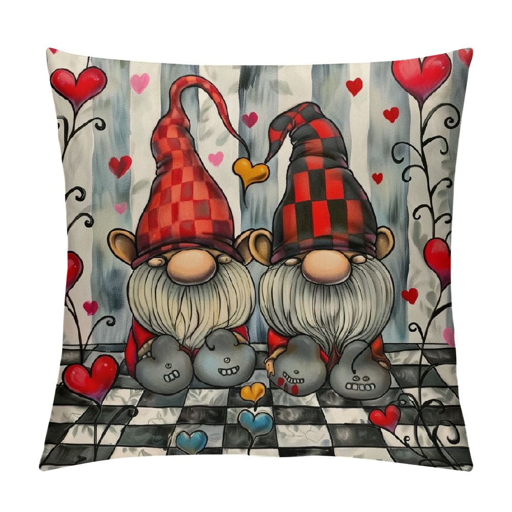 PHYHOO Valentines Day Pillow Cover Buffalo Plaid Heart Decoration