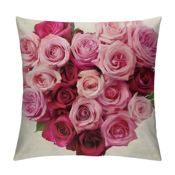 PHYHOO Valentines Day Pillow Cover Polka Dots Rose Heart Decor Holiday Farmhouse Pillow Case Gifts Decoration for Home Sofa Couch