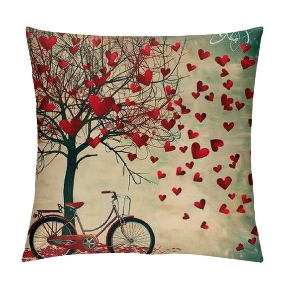 PHYHOO Valentines Day Pillow Covers Valentines Day Decor for Home Red Truck Love Heart Bicycle Valentine Pillows Decorative Throw Pillows Farmhouse Valentines Day Decorations