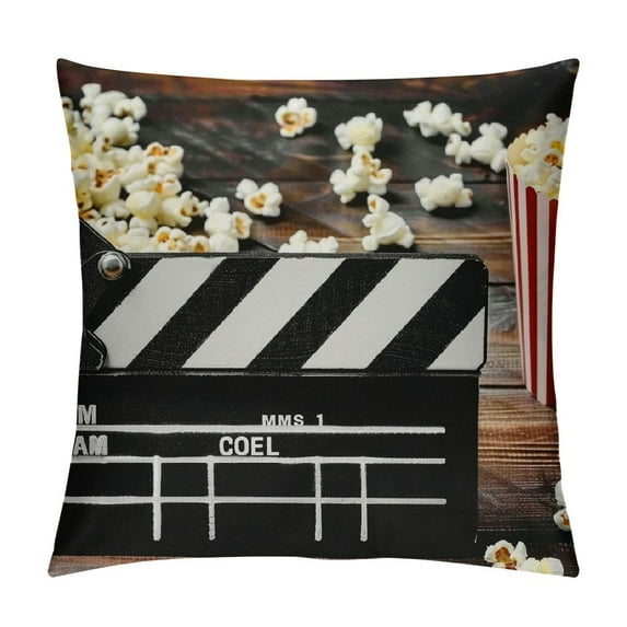 PHYHOO Vintage Clapboard Throw Pillow Covers , Old Pillow Covers, Cushion Covers, Brown Abstract Stripes Cinema Poster Design Decorative Pillow Covers