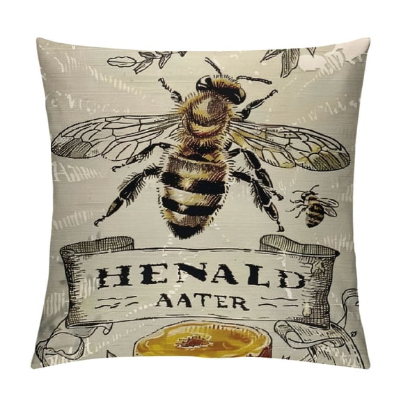 PHYHOO Vintage Farmhouse Bee Throw Pillow Covers Blue Stripe Queen Bee Retro Farm Fresh Honey Home Decor Throw Pillow Case Cushion Cover