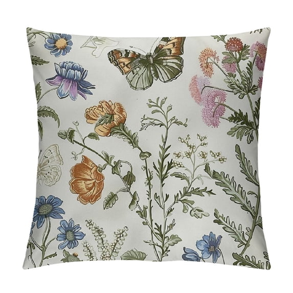 PHYHOO Vintage Floral Plant Throw Pillow Covers Herbs Botanical Decorative Pillow Case SoftSquare Cushion Covers for Couch Sofa Bedroom Livingroom