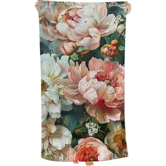 PHYHOO Vintage Old Look Plant Envelope Art Beach Towels Microfiber Thin Sand Free Towels with Rose Flowers in Vintage Style 30x60in
