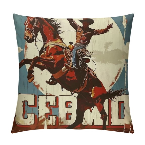 PHYHOO Vintage Throw Pillow Cushion Cover, Old Sign at Sunset Image, Decorative Square Accent Pillow Case, Orange White