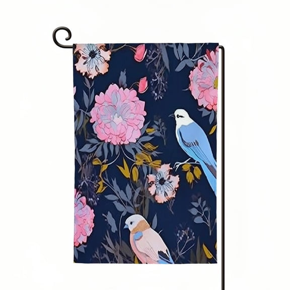 PHYHOO Welcome Garden Flag Softy Watercolor Blooming Bird Flowers Drawing Branches Beautiful Design Botanical Romantic Summer Seasonal Garden Flags for Patio Lawn Outdoor Home Decor Gift  White