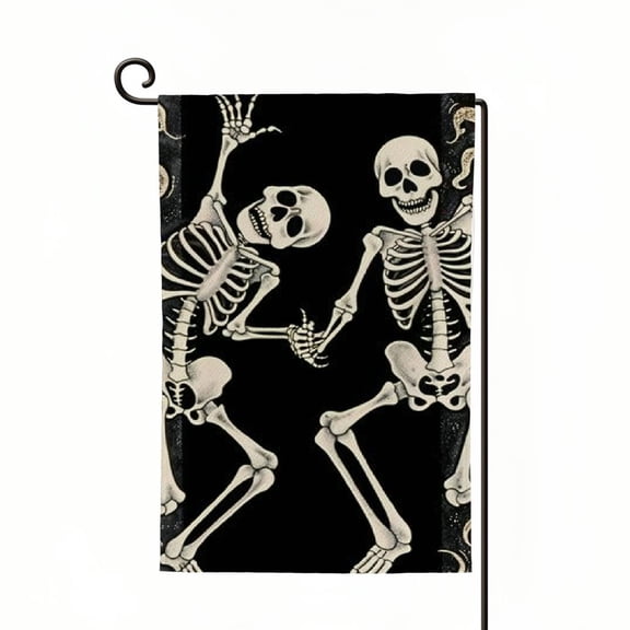 PHYHOO Welcome Halloween Skull Small Garden Flag Vertical Double Sided Burlap Yard Porch Outdoor Decor White