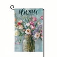 thumbnail image 1 of PHYHOO  Welcome Spring Garden Flag Double Sided Vertical, Burlap Small Rose Flower Vase Garden Yard House Flags Outside Outdoor House Hello Spring Decoration White, 1 of 6