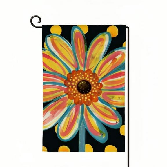 PHYHOO Welcome Summer Garden Flag Double Sided Polka Dots Floral Sunflower Spring Holiday Daisy Small Flags Outside Decorations For Yard White