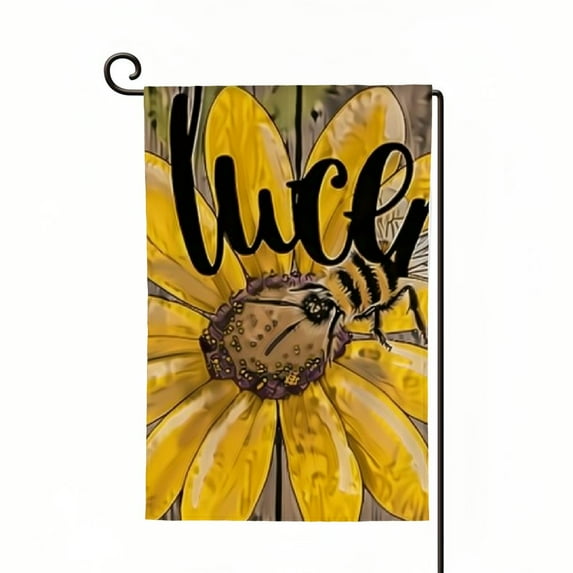 PHYHOO Welcome Summer Garden Flags for Outside, Watercolor Daisy with Bee Brown Wood Grain Yard Decoration, Small Seasonal Outdoor Decor for Spring Farmhouse Holiday White