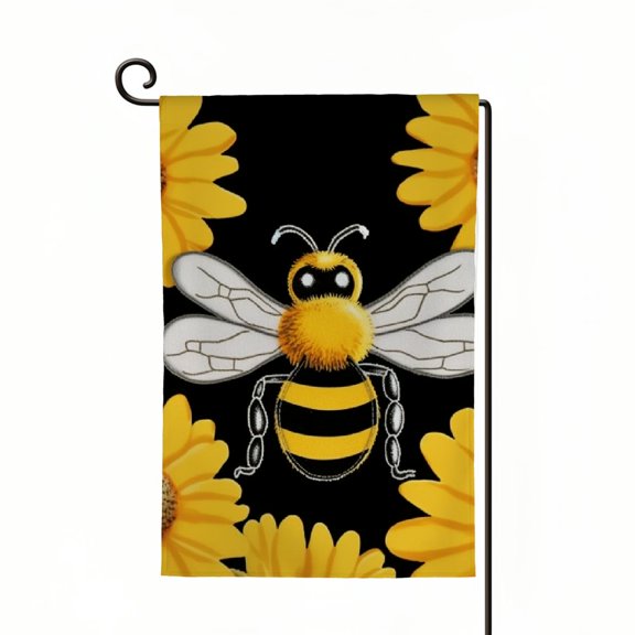 PHYHOO Welcome Summer Sunflower Bee Garden Flag,Home Outdoor Yard Holiday Flag Decoration -B White