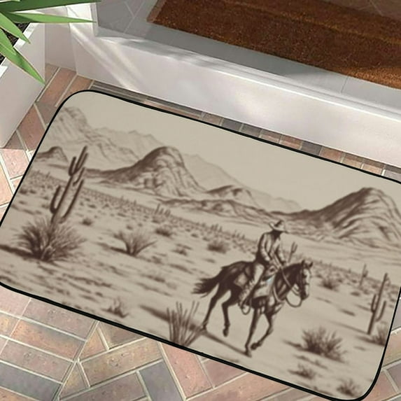 PHYHOO Western Kitchen Mat Rugs Anti Fatigue Non-Slip Kitchen mats For Floor Western Country Cactus Floor Rugs Decor Office Front Door 19.68*39.37 in