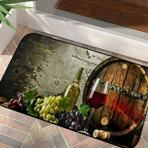 PHYHOO Wine Kitchen Mat Anti-Fatigue Kitchen Rug Wine Grapes French Gourmet Tasting Washable Non-Slip Runner Rugs and Carpets for Home Office Laundry Room 19.68*39.37 in