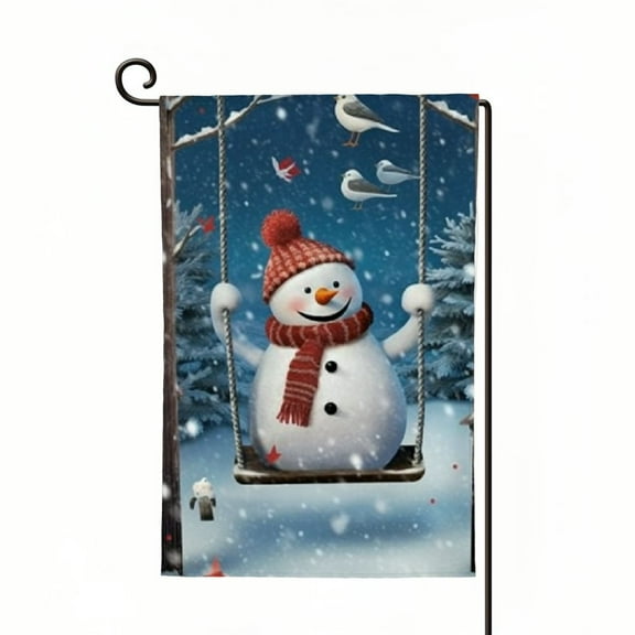 PHYHOO  Winter Snowman Garden Flag Double Sided, Burlap Small Snow Welcome Cardinal Garden Yard House Flags Winter Christmas Outside Outdoor House Decor White