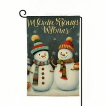 PHYHOO  Winter Snowman Garden Flag Double Sided, Burlap Small Snow Welcome Friends Garden Yard House Flags Winter Christmas Outside Outdoor House Decor White