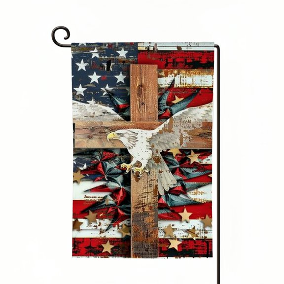 PHYHOO ic Garden Flag Double Sided for Outside Eagle Wreath Stars and Stripes Independence Day Memorial Day Yard Outdoor Flag White