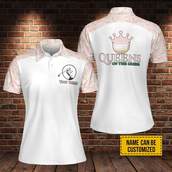 PHYSHOP - Queens On The Greens Custom Short Sleeve Women Polo Shirt Golf Girl Polo Shirt Personalized Golfing Shirt