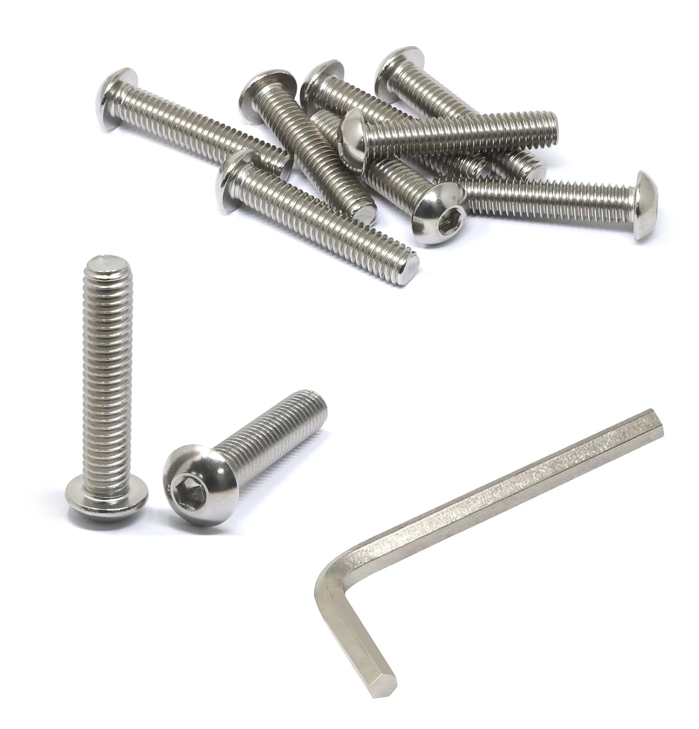 3/8-16 X 1-1/4" Chrome Button Head Bolts - Grade 5 Steel, Square Drive, Corrosion-Resistant (Qty 2) 9 thumbnail image