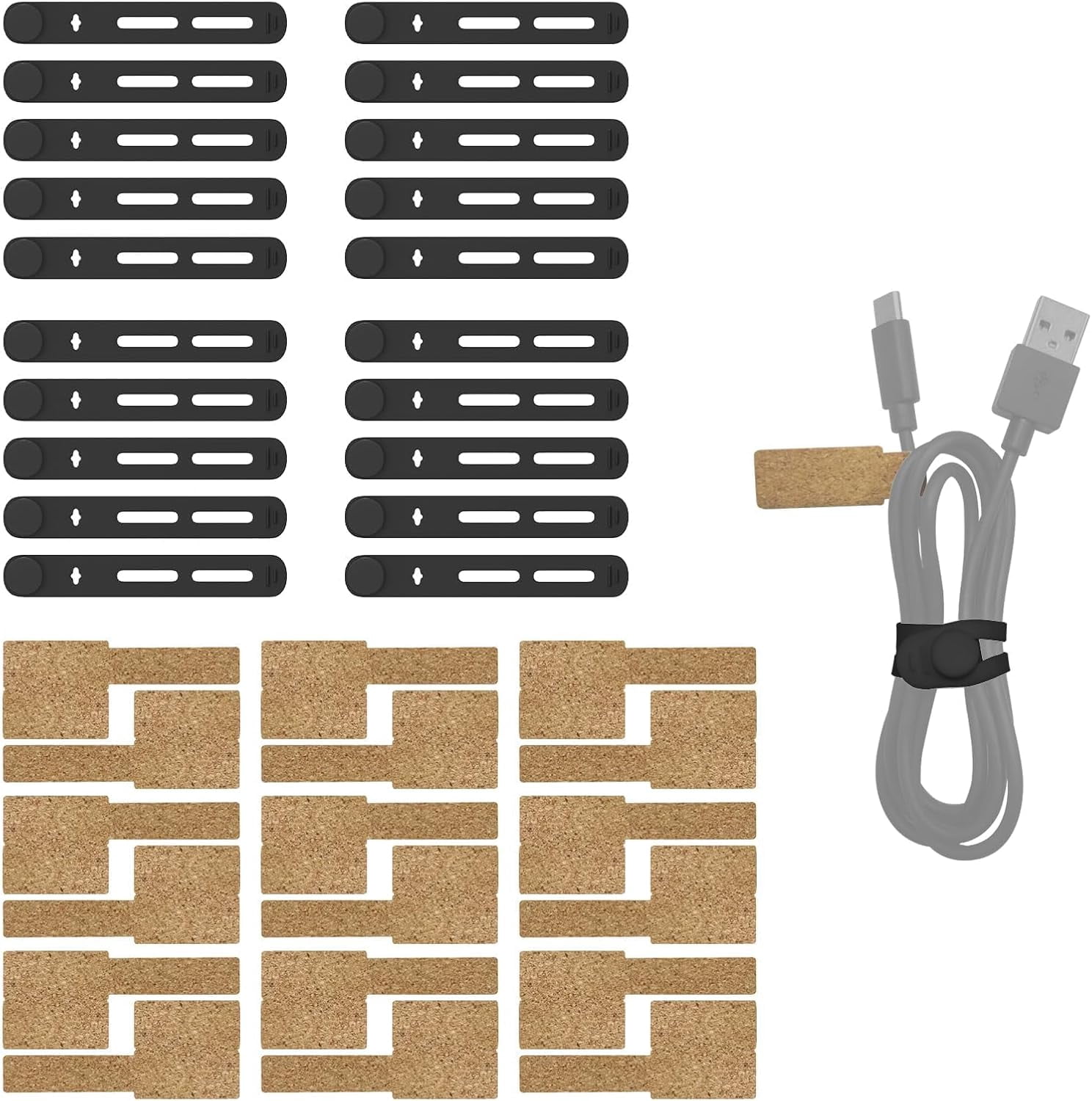 PHYSUN-18 Reusable Cable Labels and 20 Silicone Cable Ties Cable ...