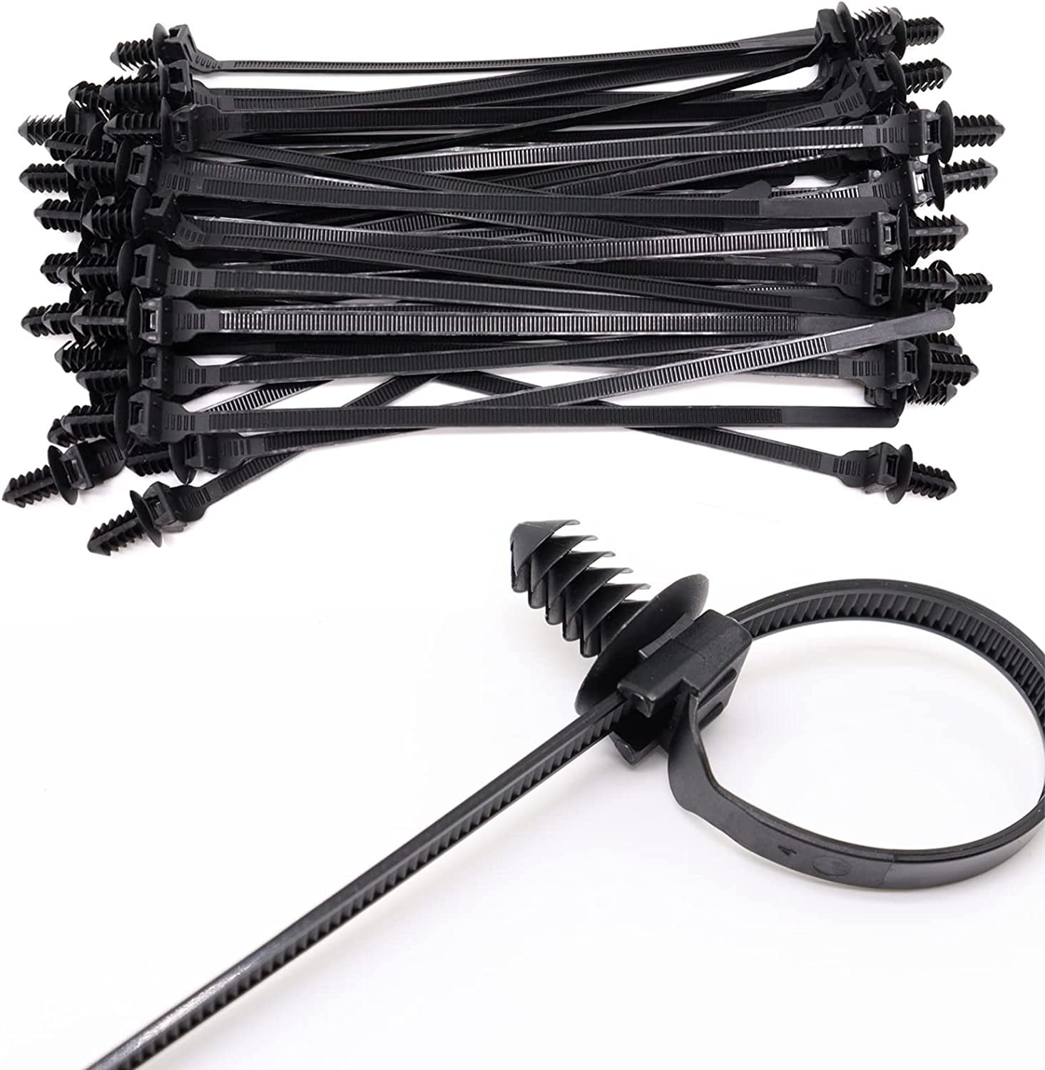 PHYSUN-Benliu 30Pcs Nylon Push Mount Cable Zip Tie, 8.3x0.2 In Heavy ...