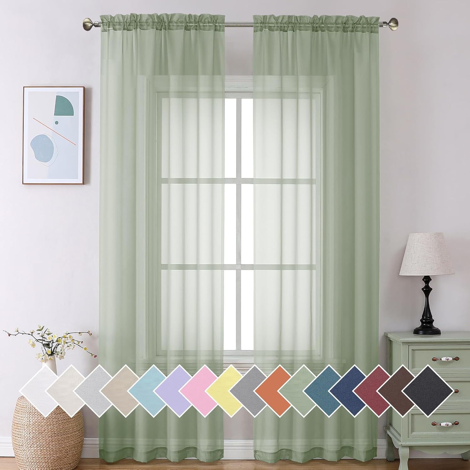 PHYSUN-Long Sheer Bedroom Curtains 2 Panel Sets 108" Inch Length ...
