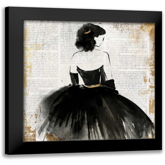 PI Galerie 12x12 Black Modern Framed Museum Art Print Titled - Lady in Black Dress
