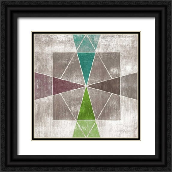 PI Galerie 12x12 Black Ornate Wood Framed with Double Matting Museum Art Print Titled - Grey Geo I