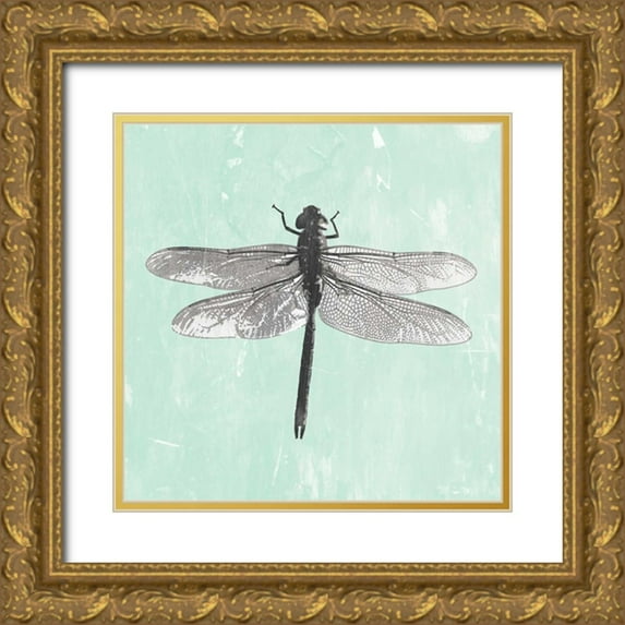 PI Galerie 12x12 Gold Ornate Wood Framed with Double Matting Museum Art Print Titled - Dragonfly II