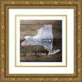 thumbnail image 1 of PI Galerie 12x12 Gold Ornate Wood Framed with Double Matting Museum Art Print Titled - New York Rustic  Map, 1 of 4