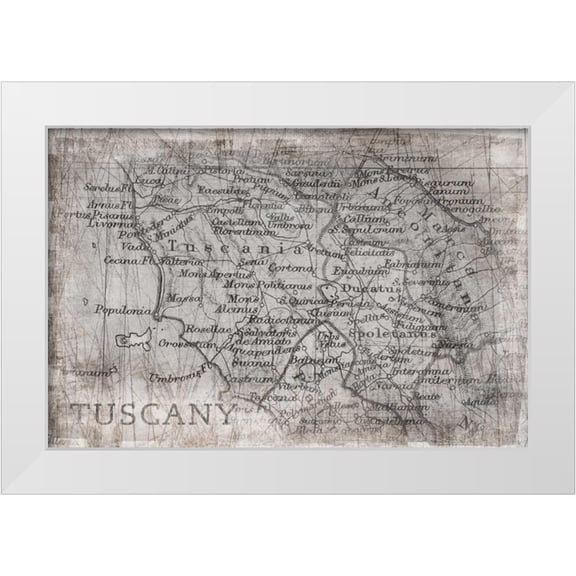 PI Galerie 14x11 White Modern Wood Framed Museum Art Print Titled - Tuscany Map White