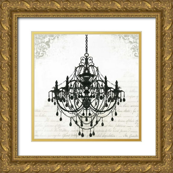 PI Galerie 15x15 Gold Ornate Wood Framed with Double Matting Museum Art Print Titled - Black Chandelier II