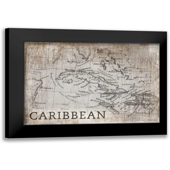 PI Galerie 24x17 Black Modern Framed Museum Art Print Titled - New England Map White